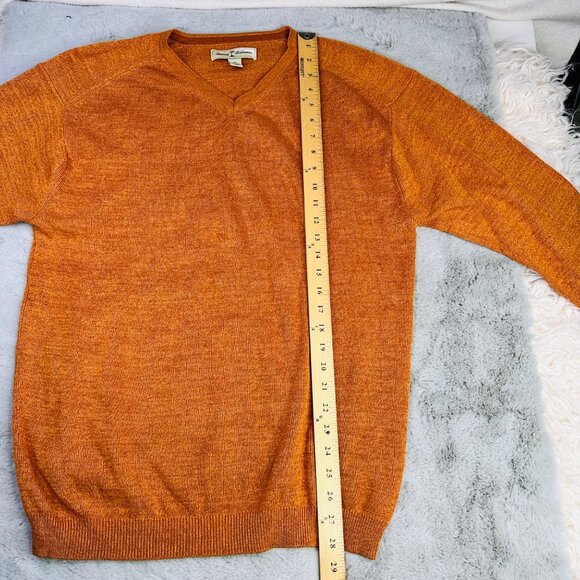 Tommy Bahama Sweater Mens XL VNeck Cotton Silk Orange Pullover - Picture 4 of 8